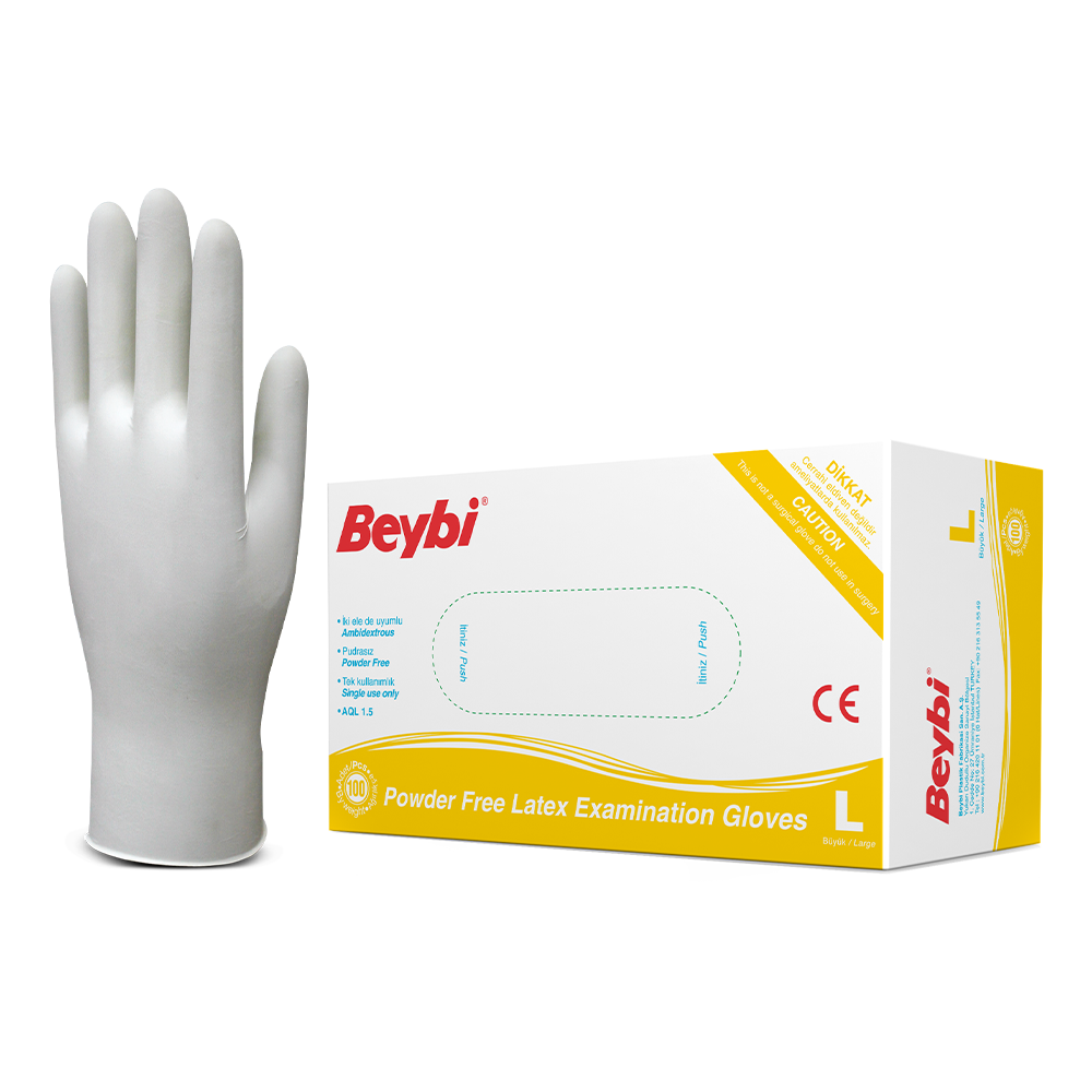 Powder Free Latex Examination Gloves - Box of 100