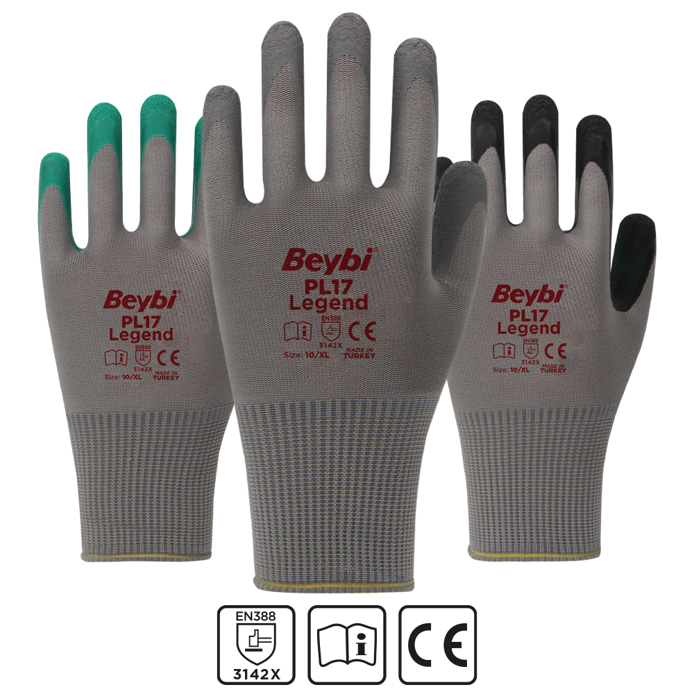 PL17 Legend Polyester Knitted Latex Gloves
