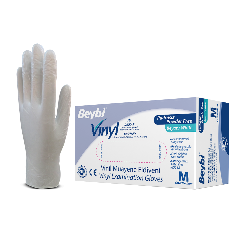 Powder Free Vinyl Examination Gloves - Box of 100