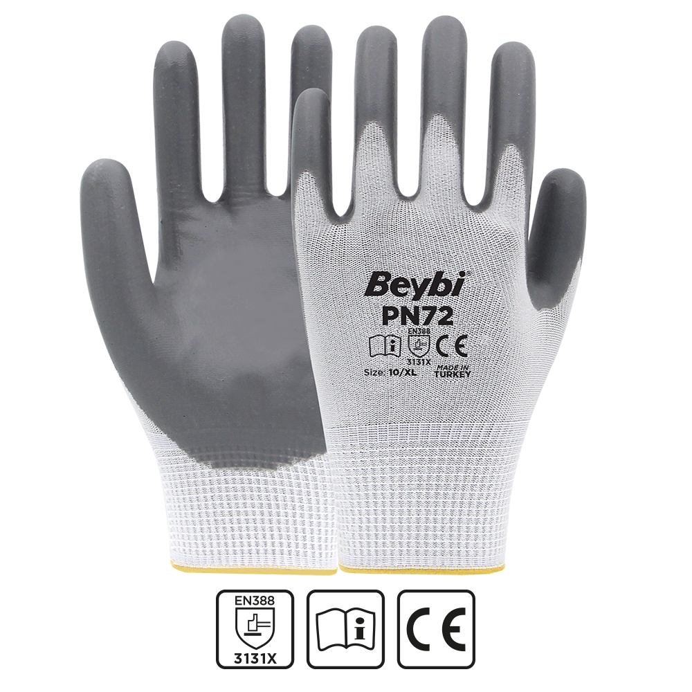 PN72 Polyester Örme Nitril Eldiven