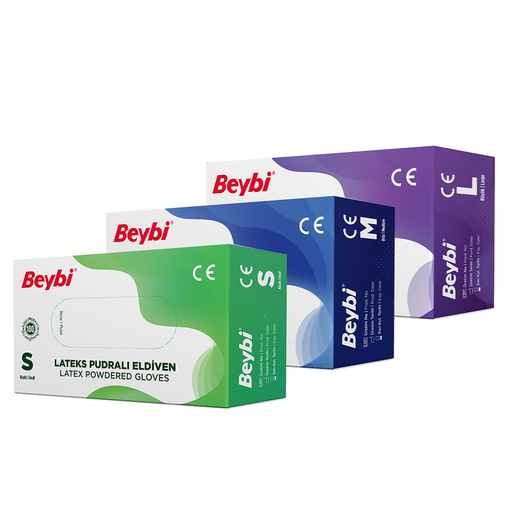 Latex Powdered Gloves Box of 100