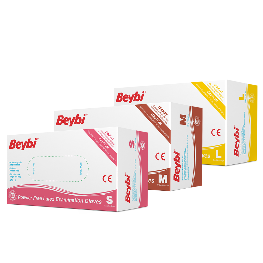 Powder Free Latex Examination Gloves - Box of 100