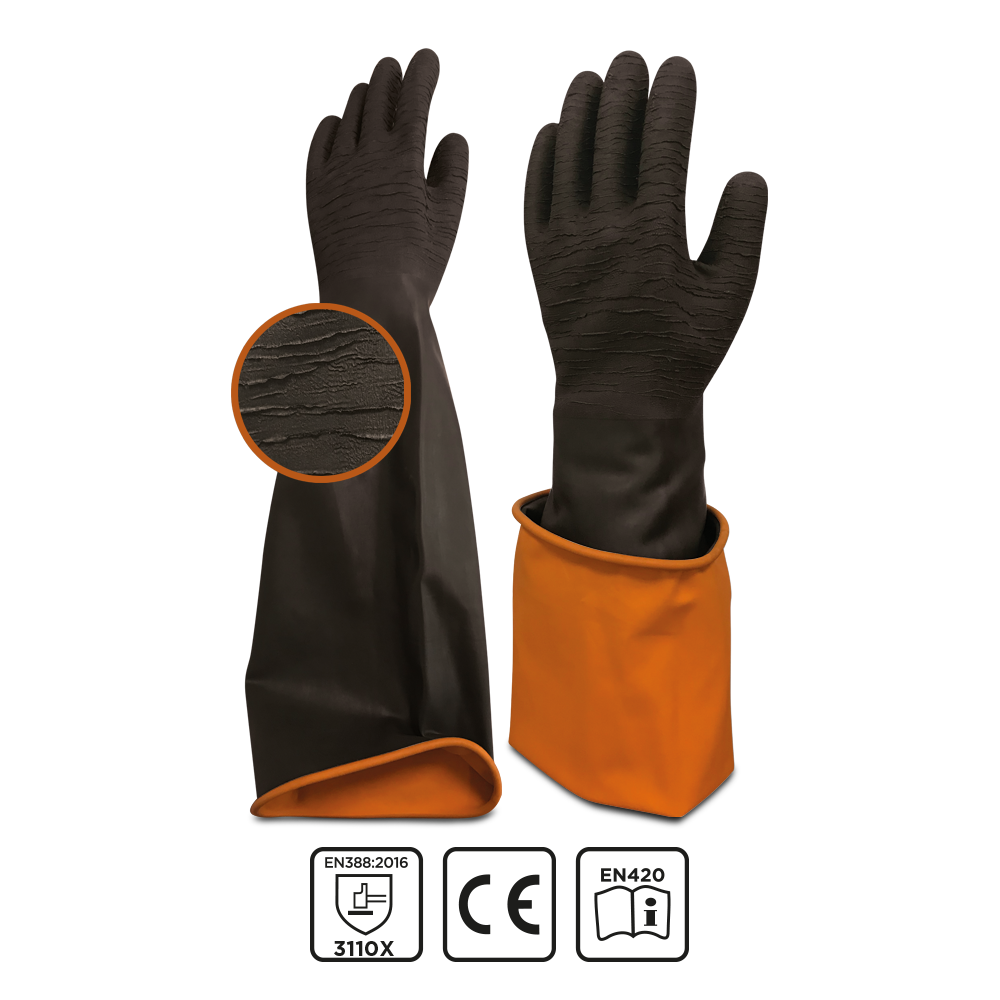 Korun Serrated 60 cm Long Black Work Gloves