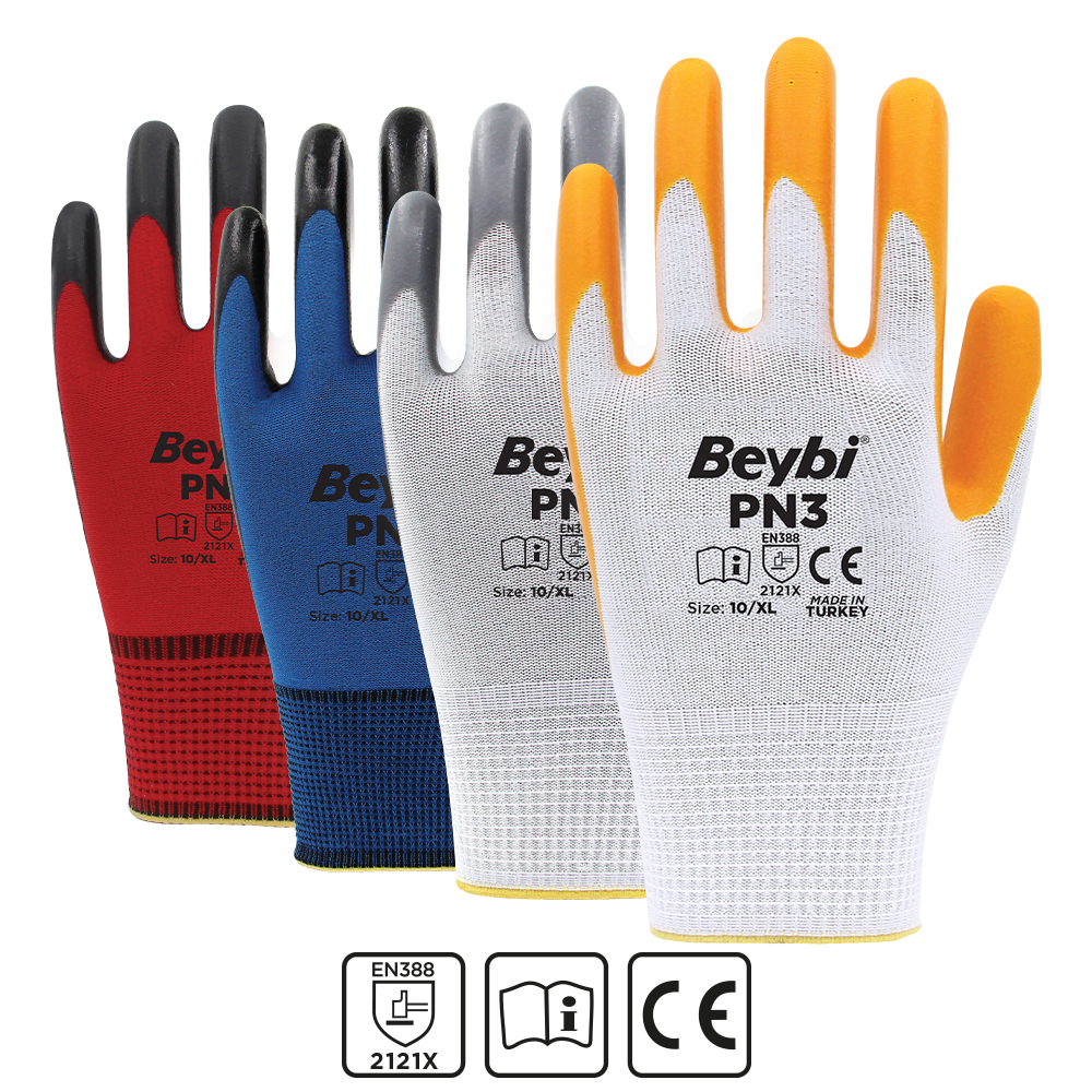 PN3 Polyester Örme Nitril Eldiven